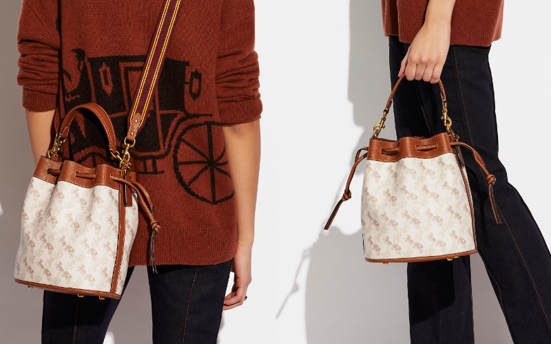 FIELD BUCKET BAG WITH HORSE AND CARRIAGE PRINT $3,200